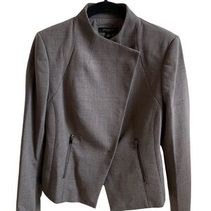Ann Taylor Gray Asymmetrical Zip Blazer Jacket